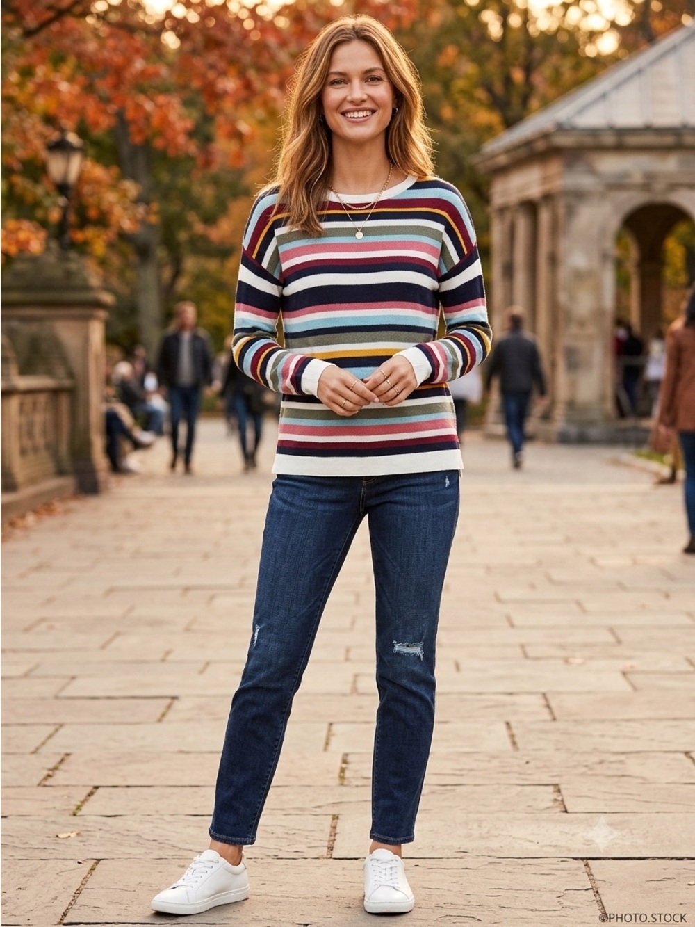 Talbots Multicolor Striped Crewneck Sweater Medium Petite